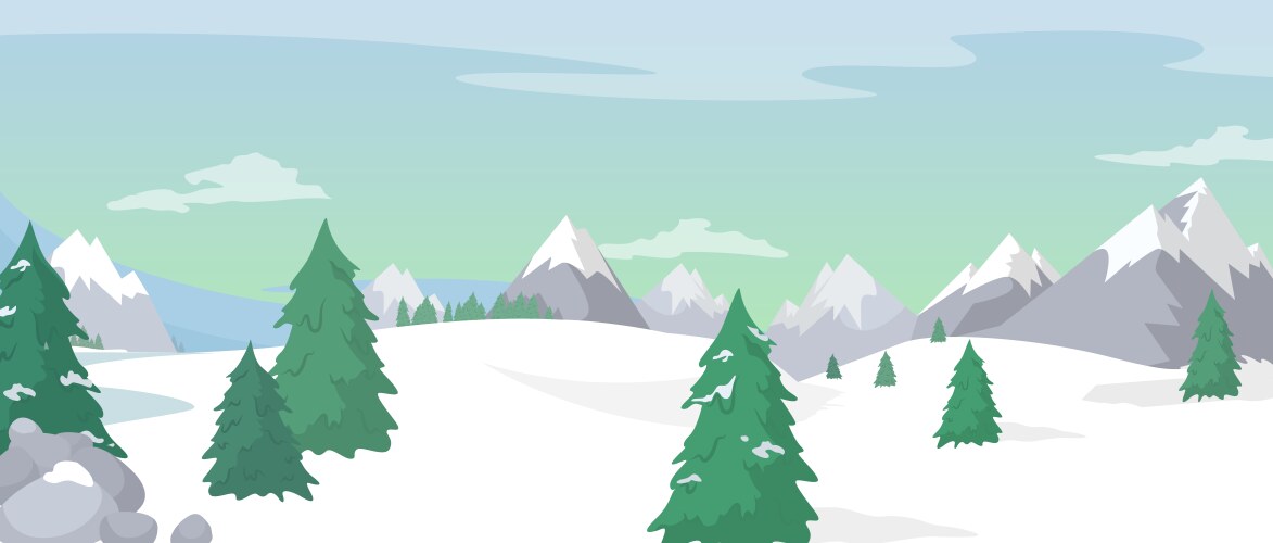 Winter seamless mount and woodland cartoon Vector Image