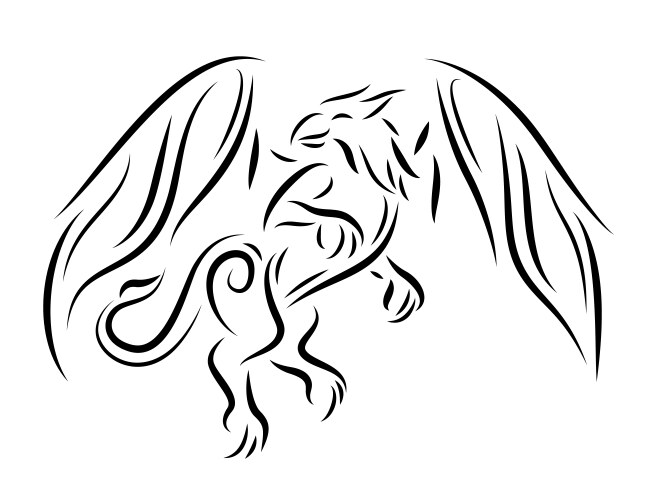 Clip art with black hand drawn gryphon silhouette Vector Image