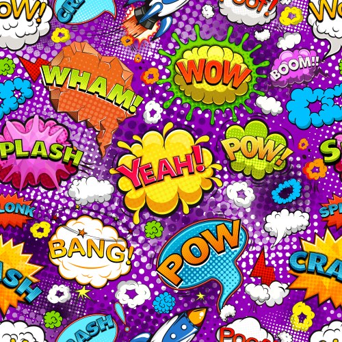 Comic book explosion seamless pattern Royalty Free Vector
