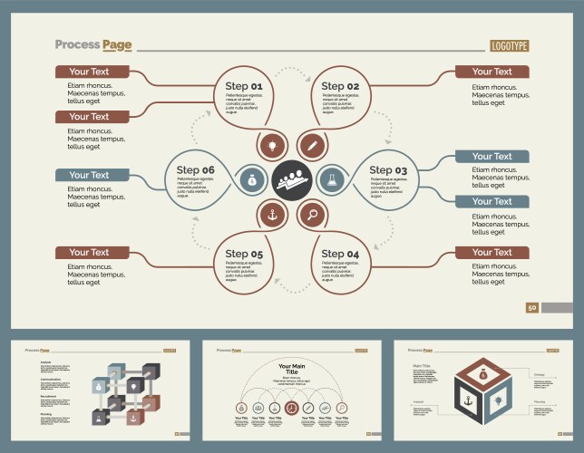 Four business slide templates set vector image