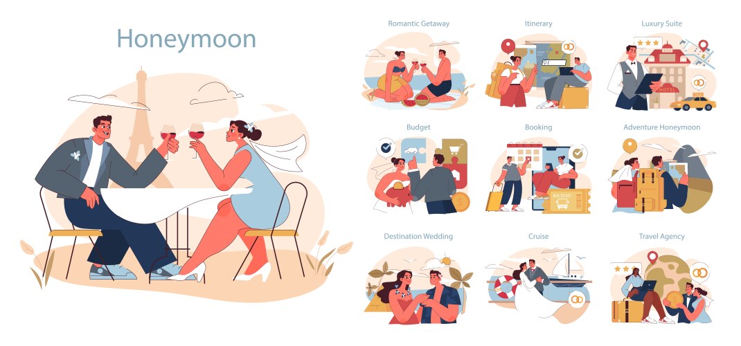 honeymoon set vector