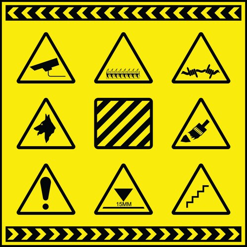 Hazard Warning Signs Collection Royalty Free Vector Image