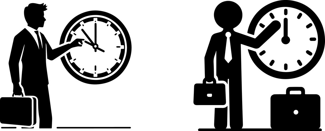 Men Checking Clock - Time Management Icon – Royalty-Free Vector ...