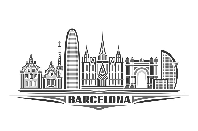 Barcelona spain vintage hand drawn sketch Vector Image