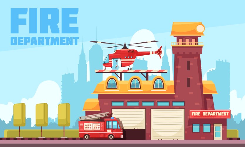 Fire station Royalty Free Vector Image - VectorStock
