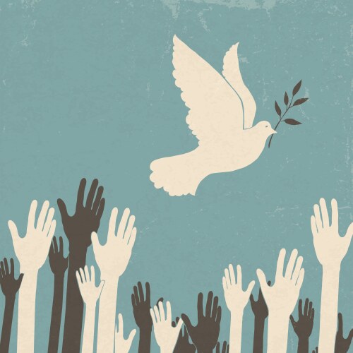 Hands with Dove of Peace Vector Image
