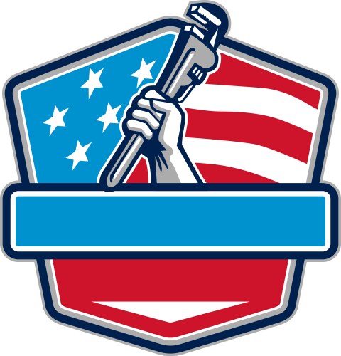 Plumber's Wrench with USA Flag Vector Image