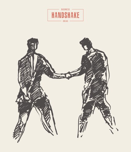 Sketch successful business handshake draw Vector Image