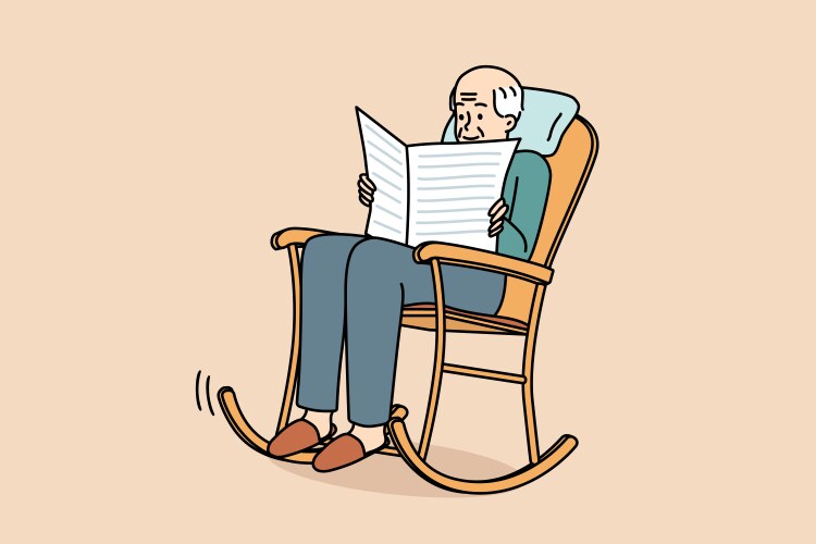 elderly man sit in chair reading newspaper vector image