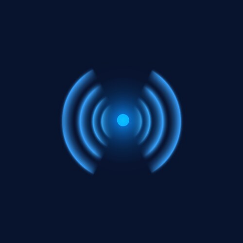 Logo made of blue neon depicting wi-fi vector image