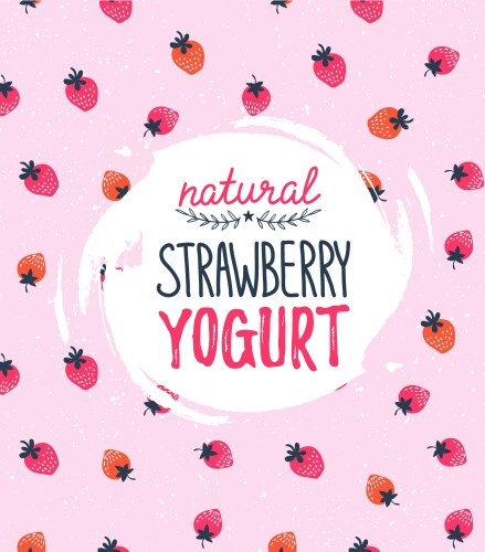 Strawberry yogurt logo on the Vector Image