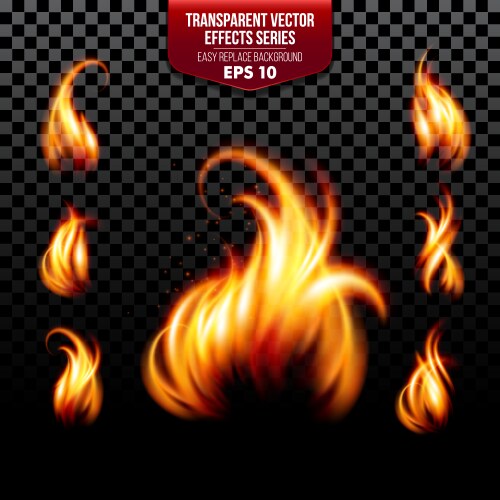 Realistic fire flames on a transparent background Vector Image