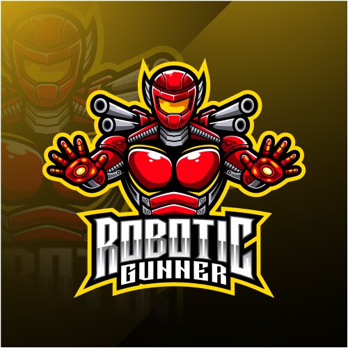 Robotic Gunner Mascot Logo Vector Image