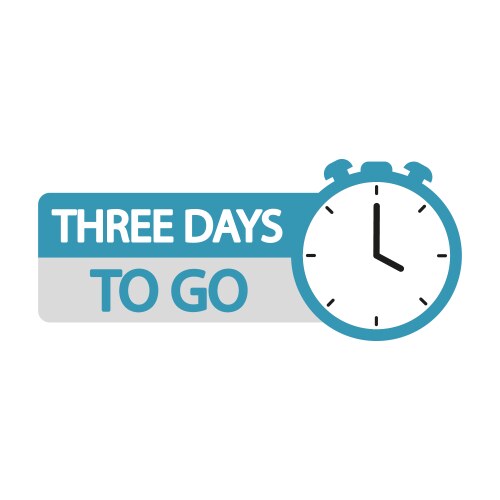 Countdown timer three days to go text clock vector image