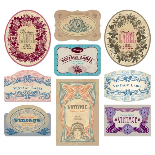 vintage labels set vector