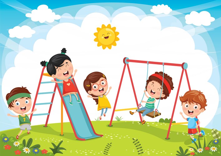Kids playing Vector Image