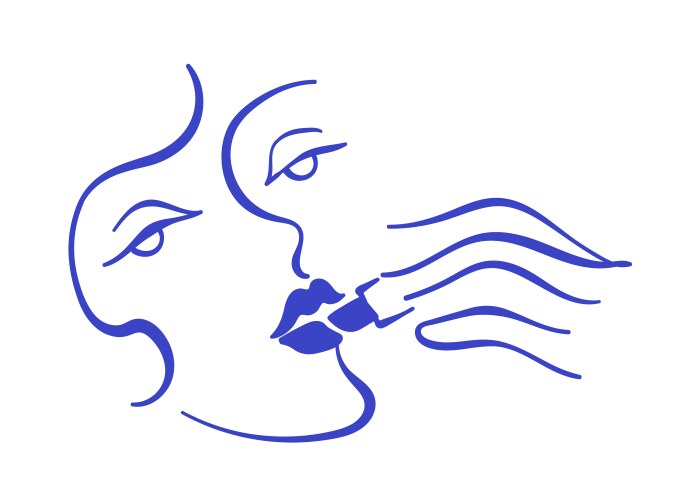 Abstract Line Face Portrait Vector Image