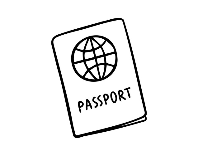 Linear doodle hand drawn passport on white Vector Image