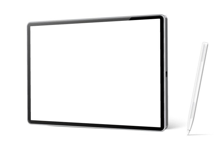 Realistic tablet with stylus pen mockup vector image