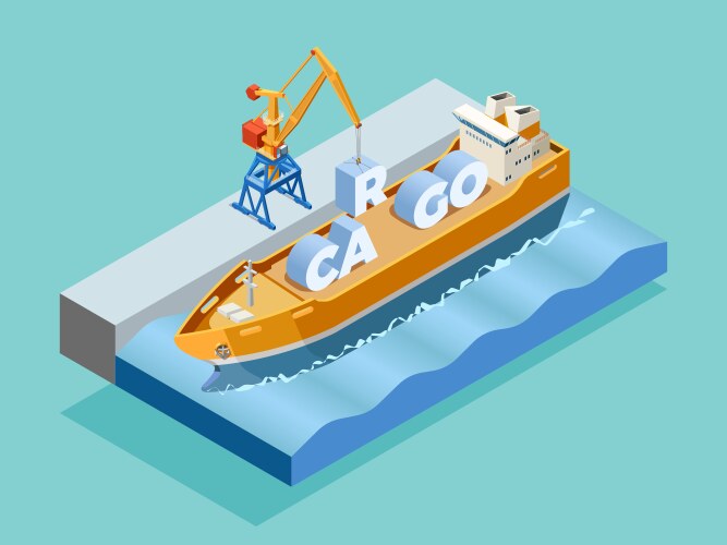Container ship in isometric view Royalty Free Vector Image