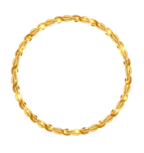Gold twisted rope circle frame round border Vector Image