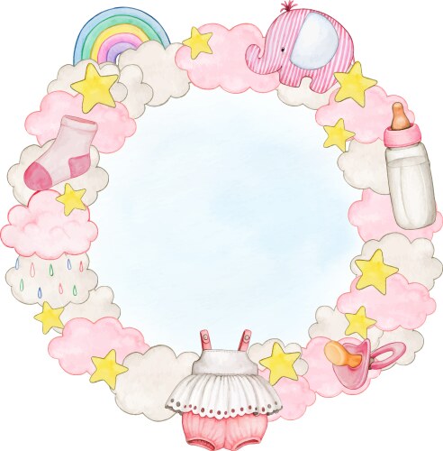 Pastel Watercolor Baby Shower Frame Vector Image