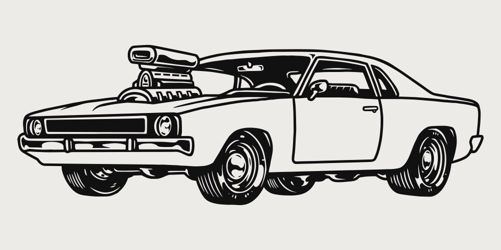 American muscle car with big engine on hood Vector Image