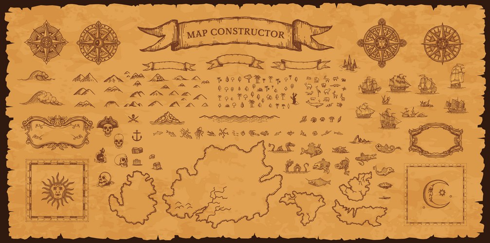 Vintage Treasure Island Map – Royalty-Free Vector | VectorStock