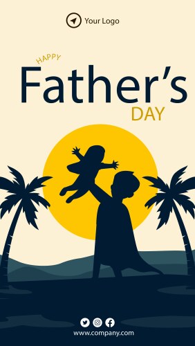 Happy fathers day portrait template Royalty Free Vector