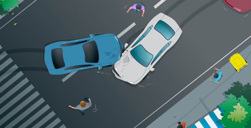 Top view car accident vector image