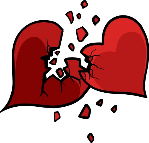 Sad broken heart cartoon Royalty Free Vector Image