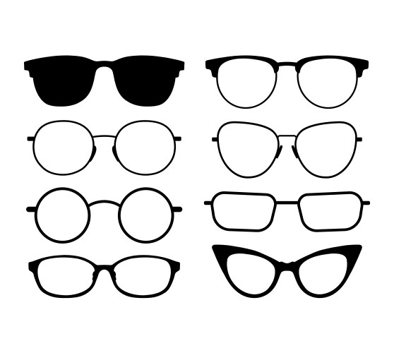Round glasses spectacles black silhouette optic Vector Image