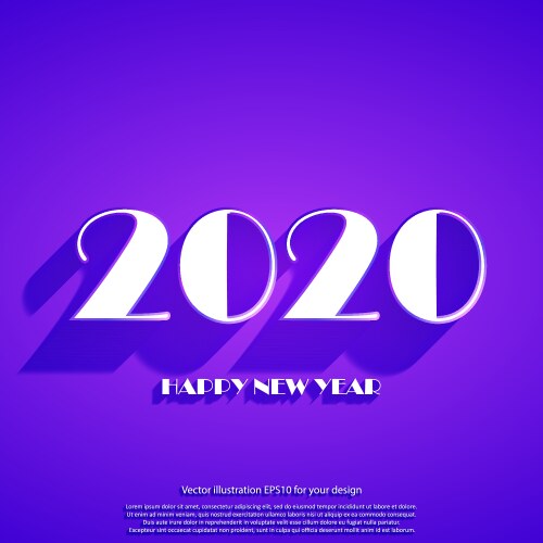 Happy new year 2020 white text on violet vector image