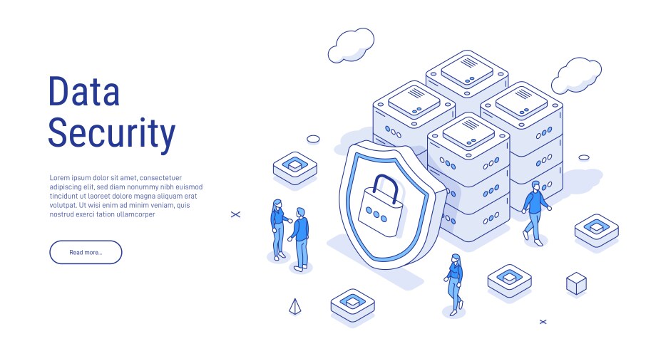 Security data protection isometric big vector image