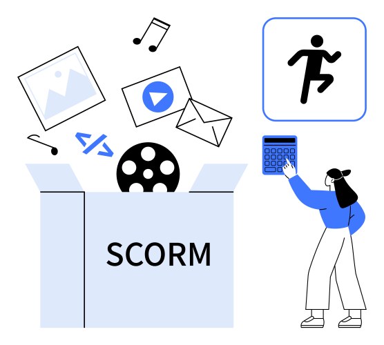 Digital content in scorm package with coding vector image