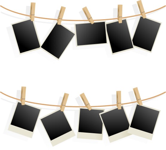 Photo frames on rope Royalty Free Vector Image