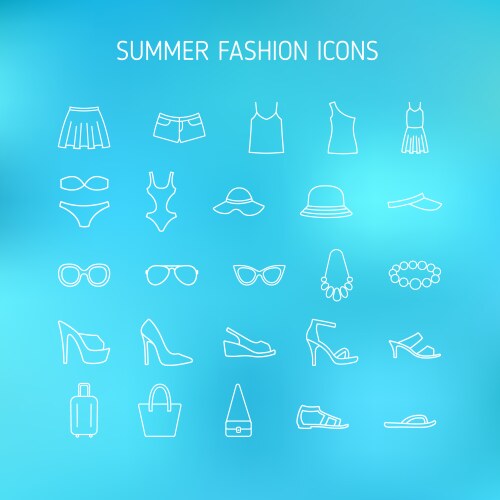 Summer fashion line icons vector image