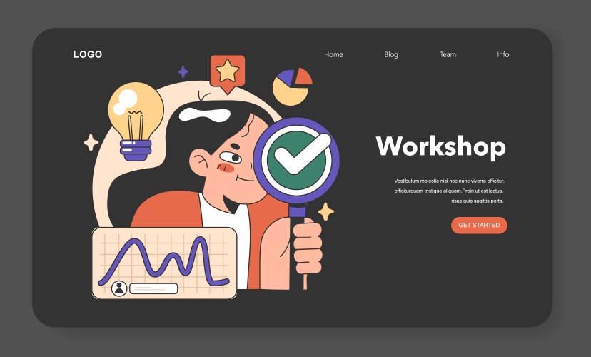 training workshop web banner or landing page night vector image