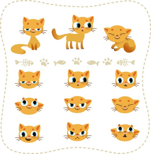 Adorable Cartoon Cat Collection Vector Image