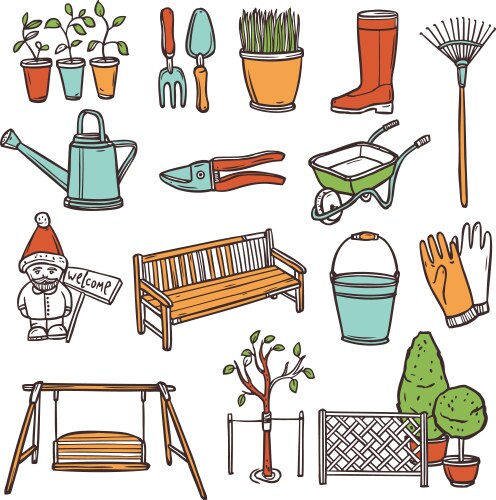 Realistic gardening tools set Royalty Free Vector Image