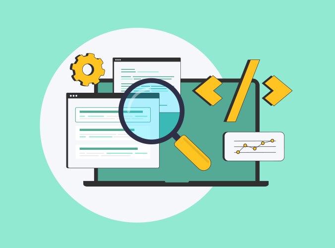 Technical seo optimization with website audit vector image