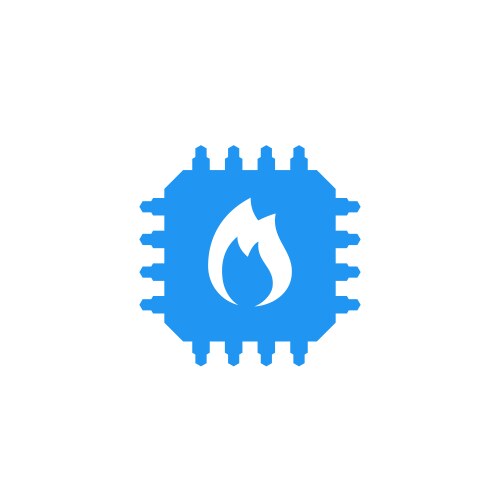 cpu overheat chipset with flame icon vector image