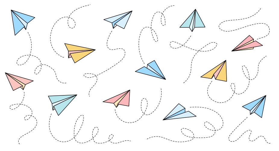 paper airplane icon doodle outline style vector image