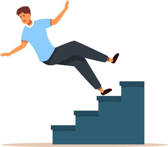 Young man falling down stairs accident injury Vector Image