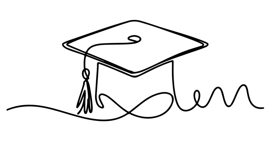 Continuous Line Graduation Cap with Infinity Symbo Vector Image