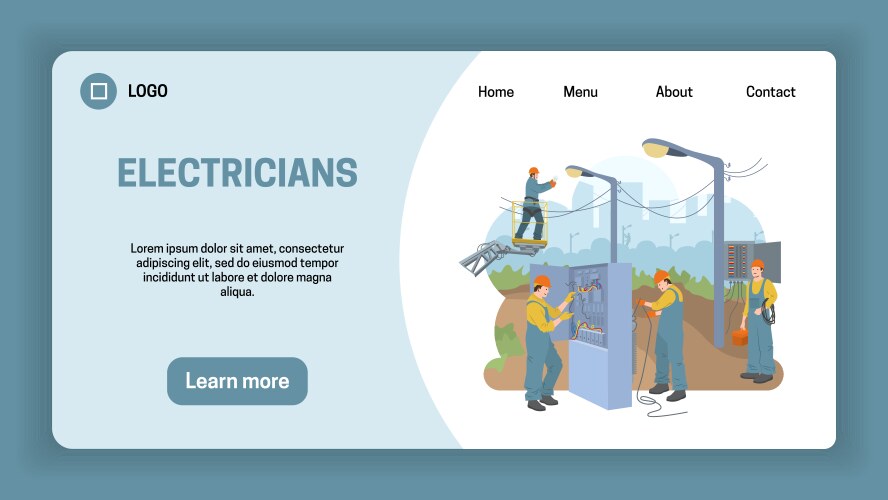 Electricians flat landing page vector image