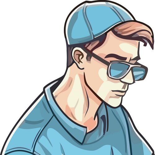 smiling athlete wears sunglasses character