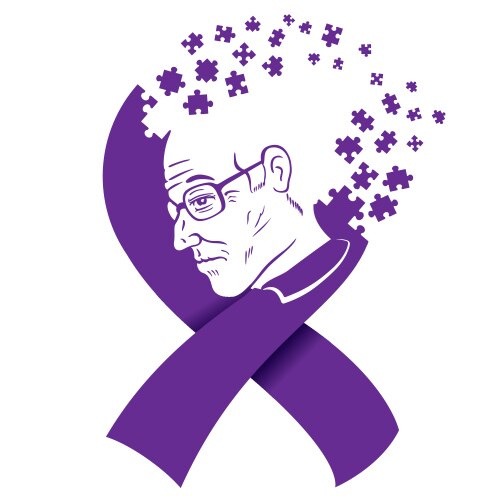 Alzheimer's Awareness Ribbon Vector Image