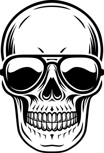 Skull with sunglasses face black and white Vector Image