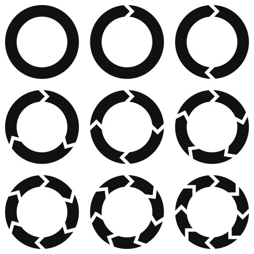Round graph circular charts with 10 grade step Vector Image